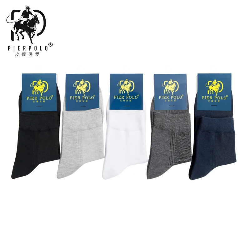 PIER POLO Spring Summer Black Gray White Plain Socks Combed Cotton Men Breathable Socks