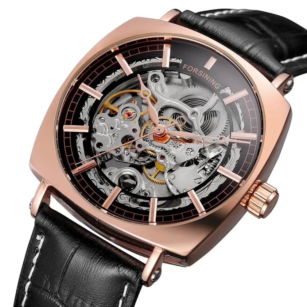 China wholesale brand FORSINING 3 ATM water resistant watch casual fashion skeleton male watch