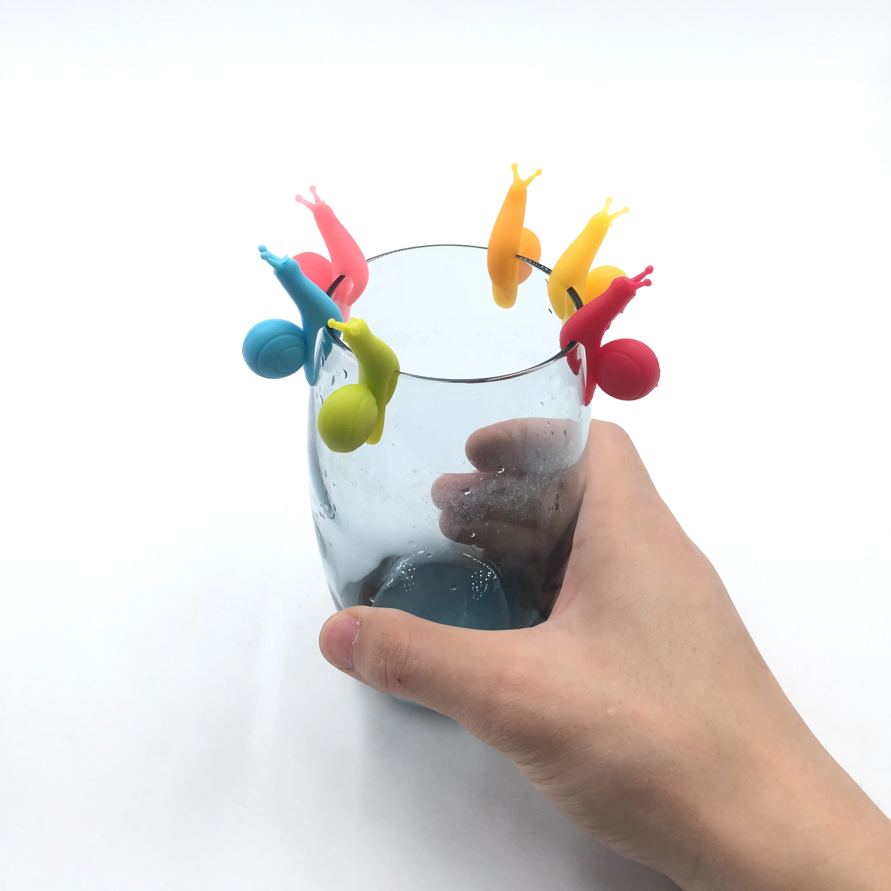 FuLian series of Snail shape silicone glass cup marks tea bag hanger mug decorations for gift