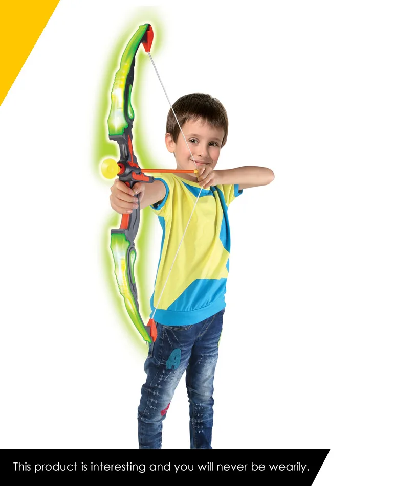 outdoor green color luminous shooting game led light up in the night bow and arrow toy set for kids