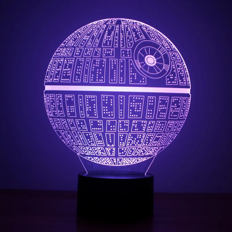 Multi-colored Death Star 3D led night lamp for Star War Fans