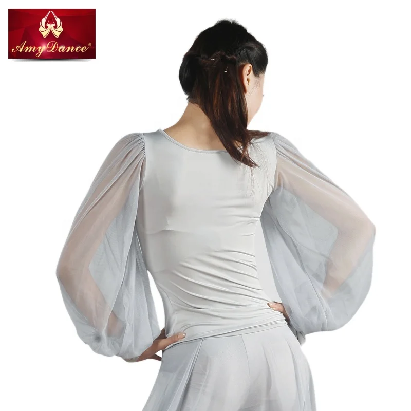 Fashion dress net lantern sleeve ballroom square dancing clothes