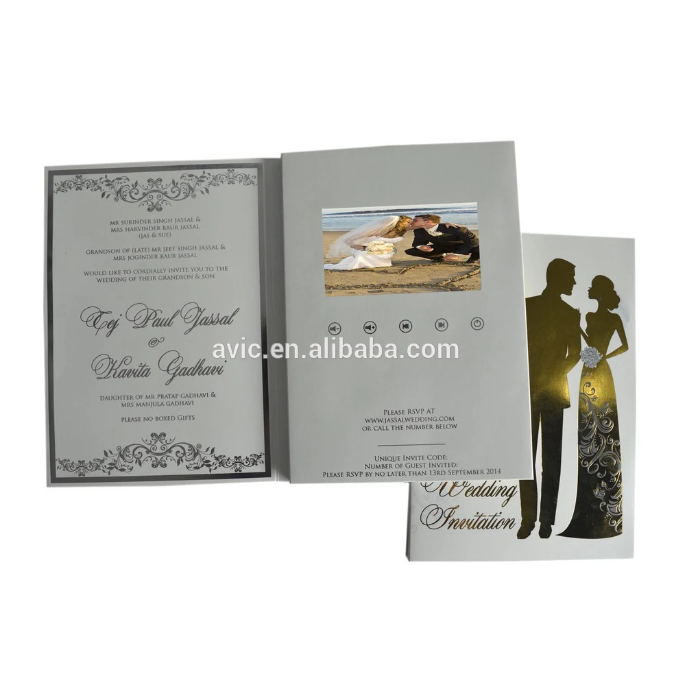 2023 New 4.5 inch modern wedding gift lcd video brochure invitation lcd video greeting card
