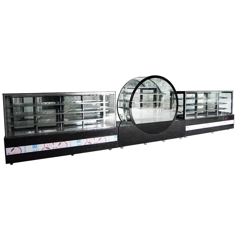 2019 new design round counter refrigerator marble cake display fridge
