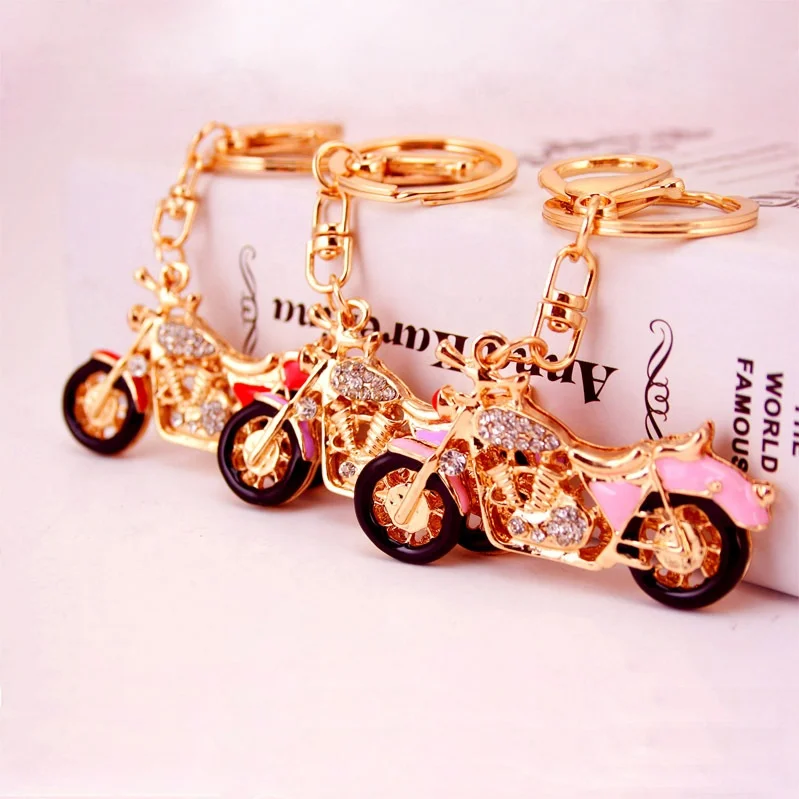 Individuality Chic Motorcycle Keyrings Keychains Enamel Crystal Key Chains Holder Rings For Car Best Gift