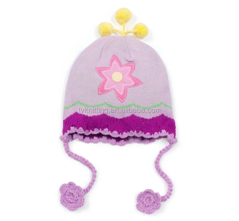 pompoms acrylic eco-friend baby funky knitted hat