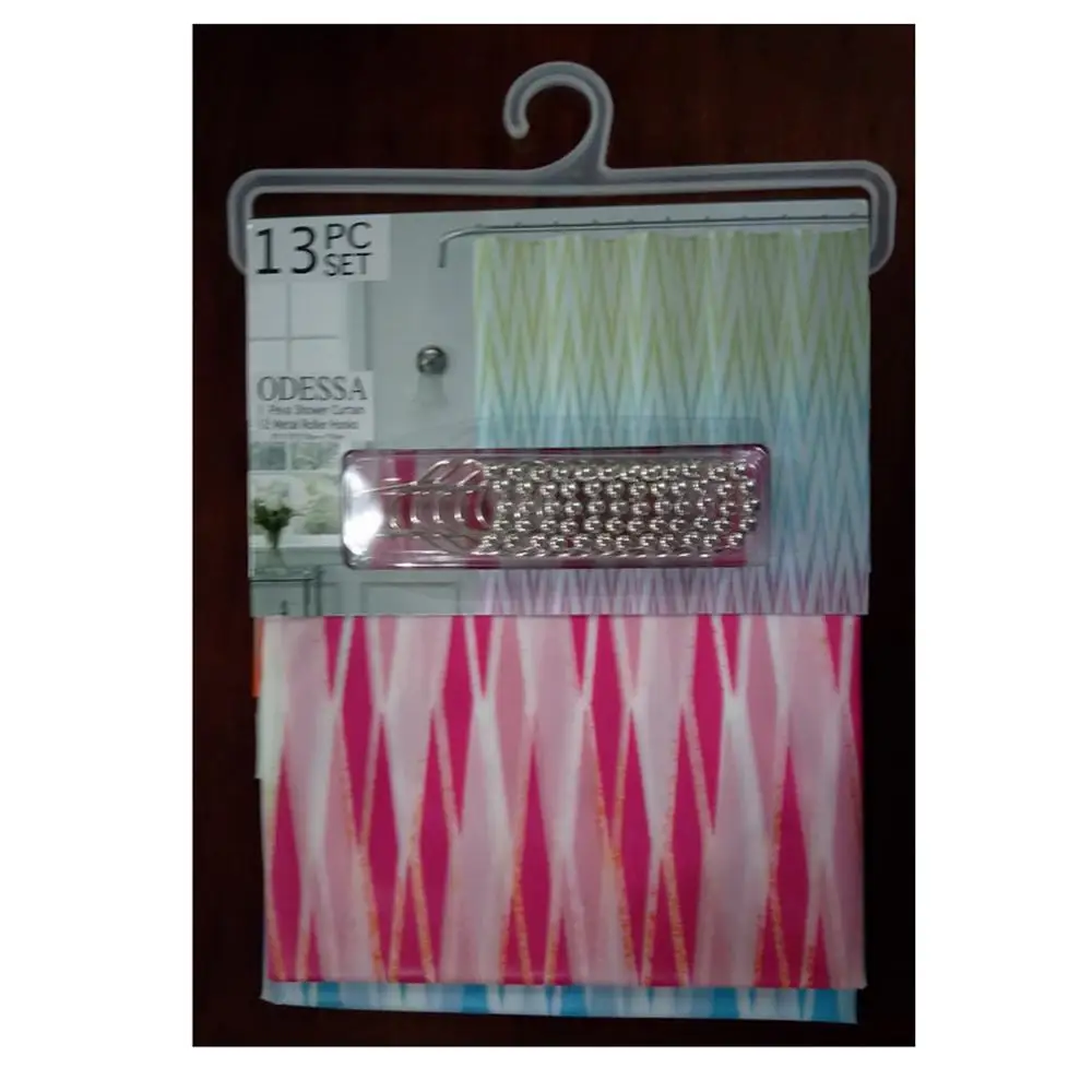 Занавеска для душа PEVA с принтом и металлическими крючками