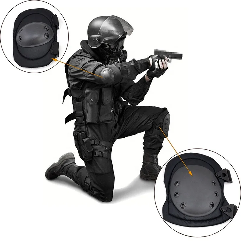 Outdoor Sports protective Tactical Knee and Elbow Pads Guard  with Adjustable Straps