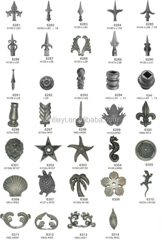 Декоративные кованые железные компоненты для забора ворот лестницы нового стиля декоративные