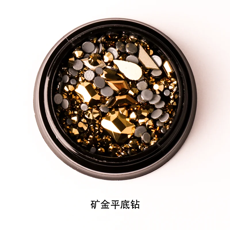 
Hot sale nail art mixed gold black flat back crystal stones nail art mixed crystal stone decorations nail flat back rhinestone 