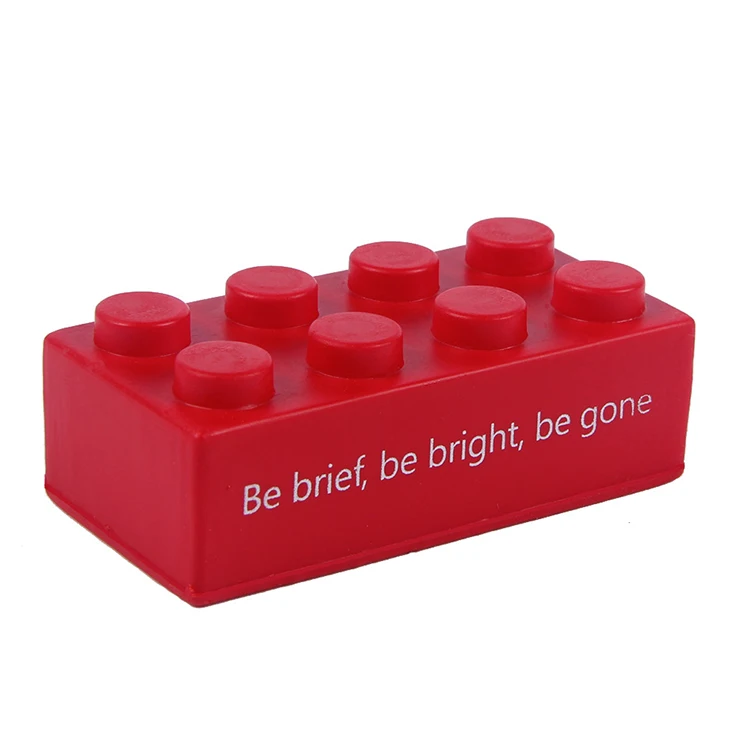 Custom Logo PU Toy Bricks Shape Anti Brain Stress Ball