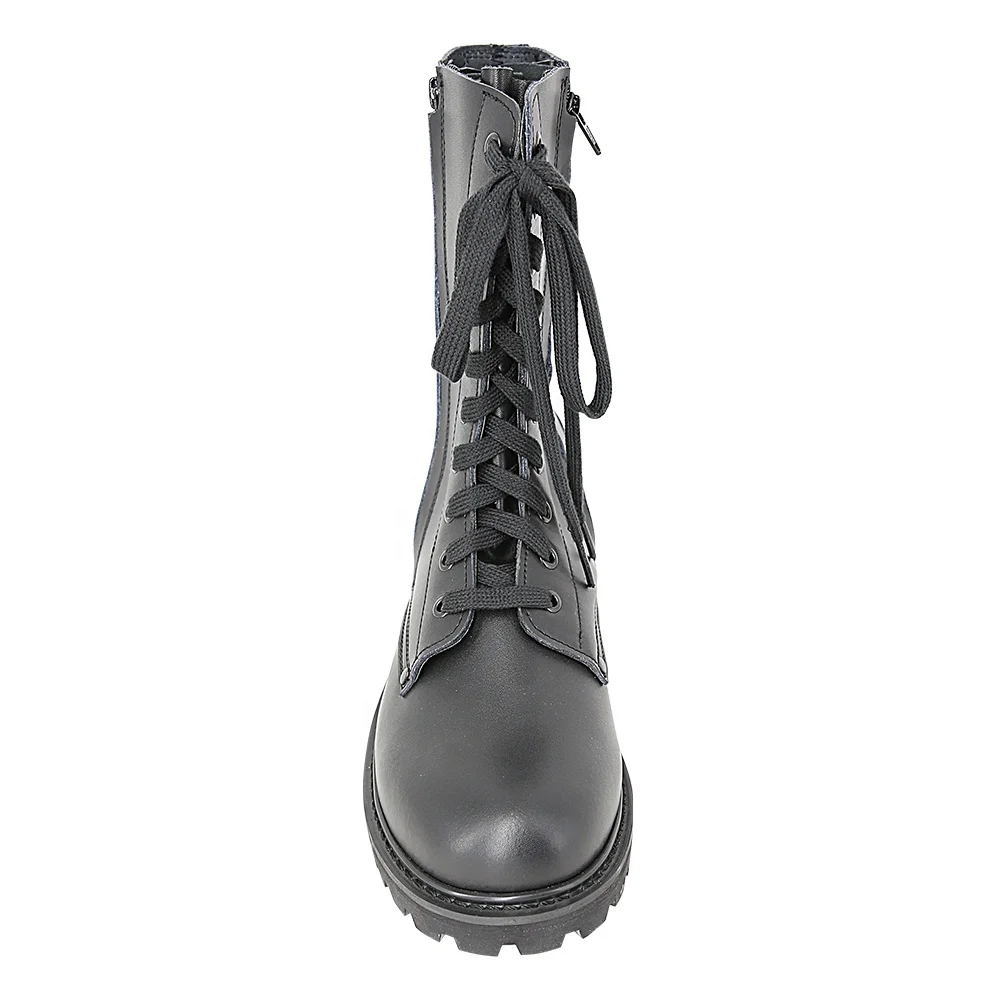 KMS Hot Sale Custom Black Leather Tactical Boots Waterproof Black Tactical Outdoor Training Boots