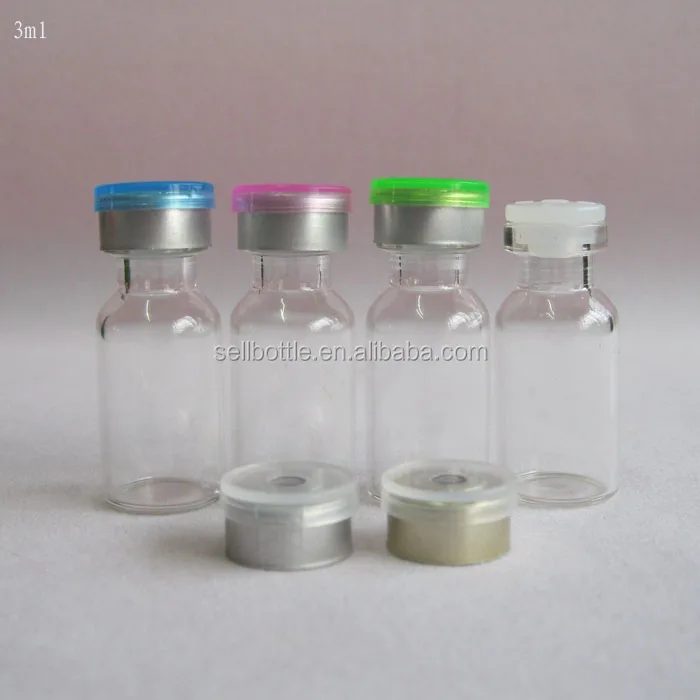 Hot sale clear 3ml 3cc glass vial medical serum vaccine bottle with cap rubber stopper for liquid container