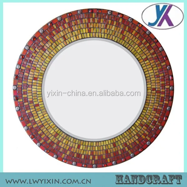 40-60cm mosaic resin round blue hand carved decorative wood mirror frame