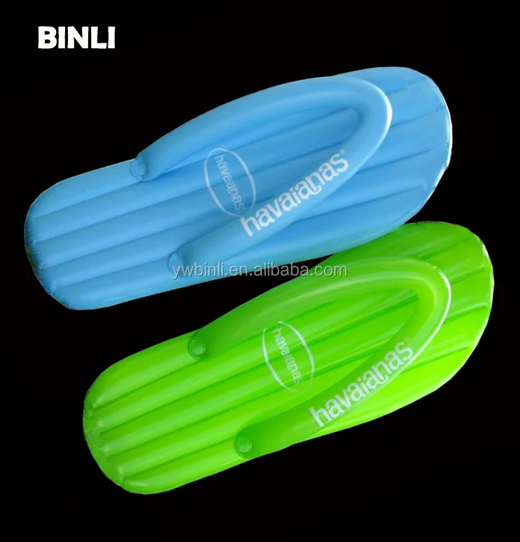 Advertising flip flop water bed inflatable slippers pool float with customized logo