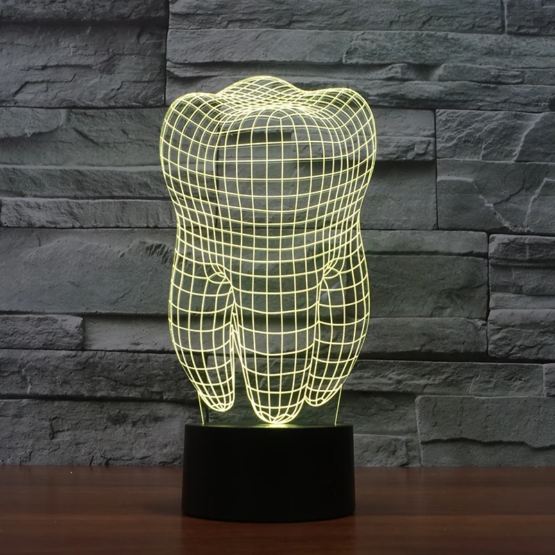 FS-2874 3d illusion led night light with tooth shape table lamp for dentist decorative light