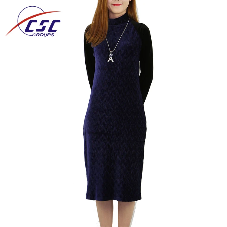
OEM manufacturer new products velvet women long sleeves turtleneck winter bodycon dress 