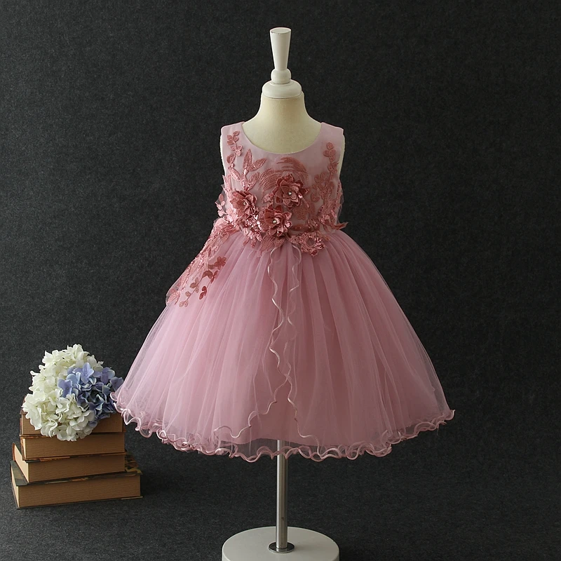 2024 New Design smocked new years eve party dress red fairy princess flower girls party dresses