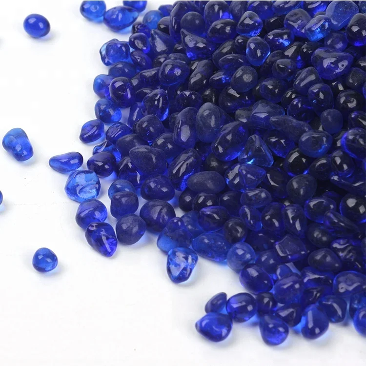 2-6mm Wholesale High Luster Cobalt Blue Glass Beads Sapphire Blue Fire Glass Pebbles for Fire Pit Patio DIY Artworks Decor