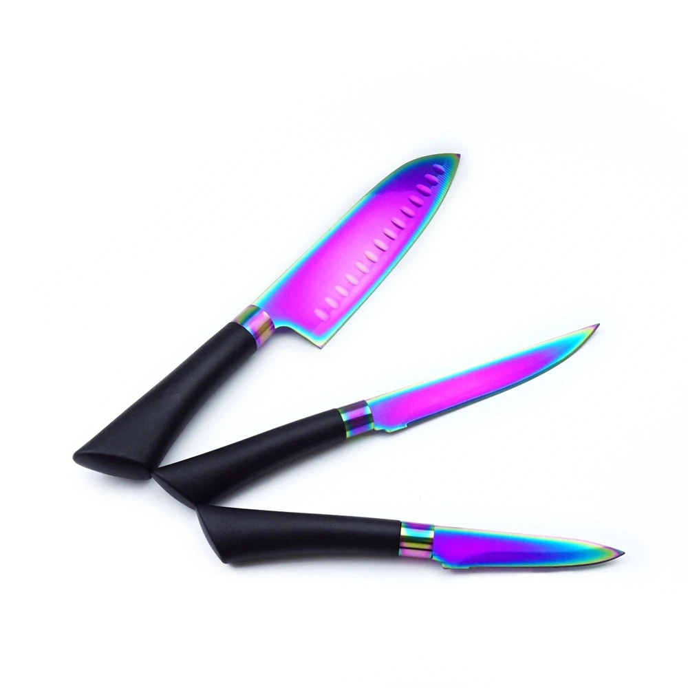 3-Pieces Titanium Blade Kitchen Knife Set with Soft, Non-Slip Handle