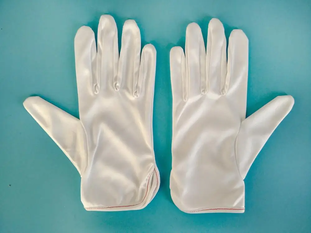 best selling dust proof bleached white microfiber satin gloves for sale