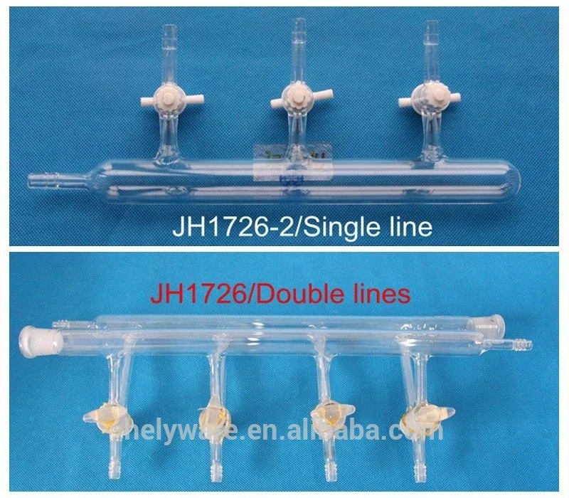 Lab use 3 4 5 6 ports double line Glass Vacuum gas manifold Schlenk line with stopcock