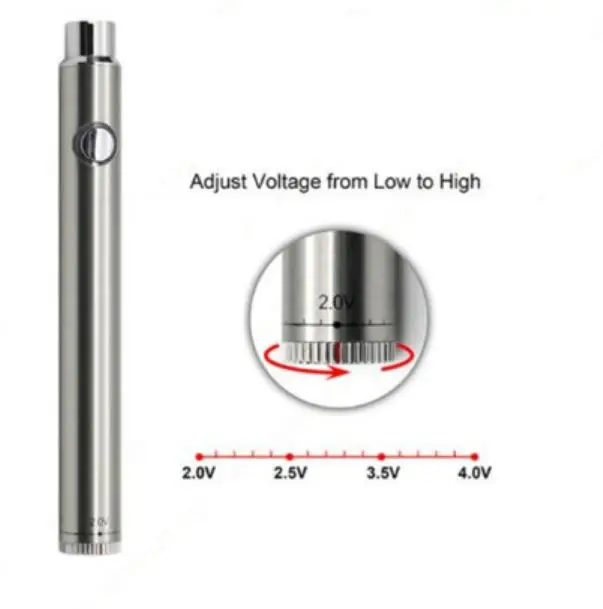 650mah ,900mah ,1100mah capacity variable voltage preheat e cigs vaporizer wholesale bottom rotate adjust battery