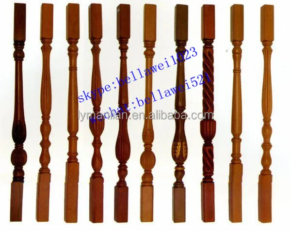 
carved red oak wood staircase pillars  (1877152674)