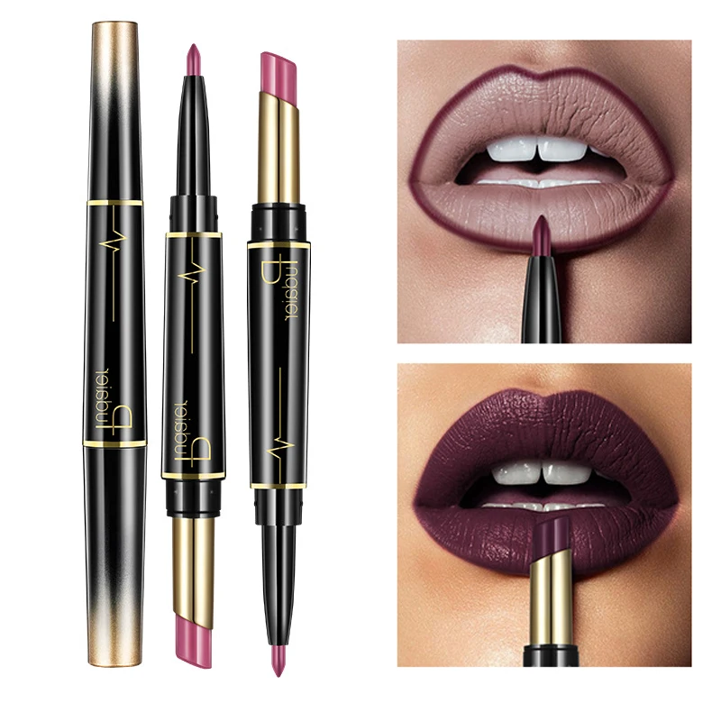 Pudaier Matte Lipstick Waterproof Double Sided Long Lasting Lipsticks Brand Lip Makeup Cosmetics Dark Red Lips Liner Pencil