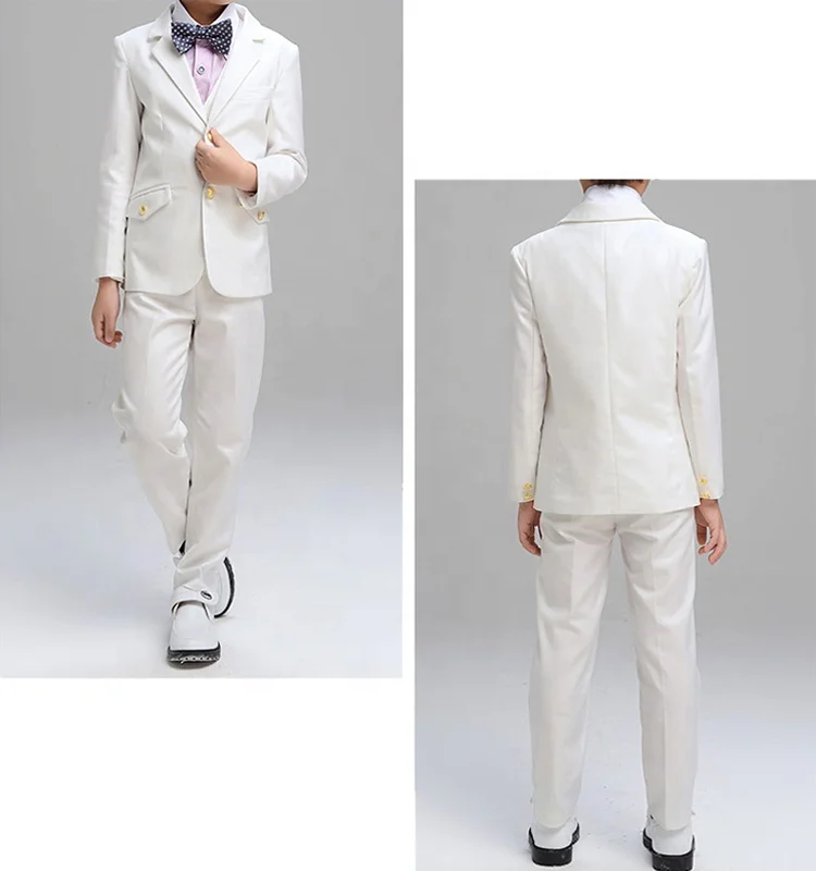 Новейший дизайн, детский белый костюм из 3 предметов, модное пальто для мальчиков, свадебное детское платье, костюм для мальчиков из Китая