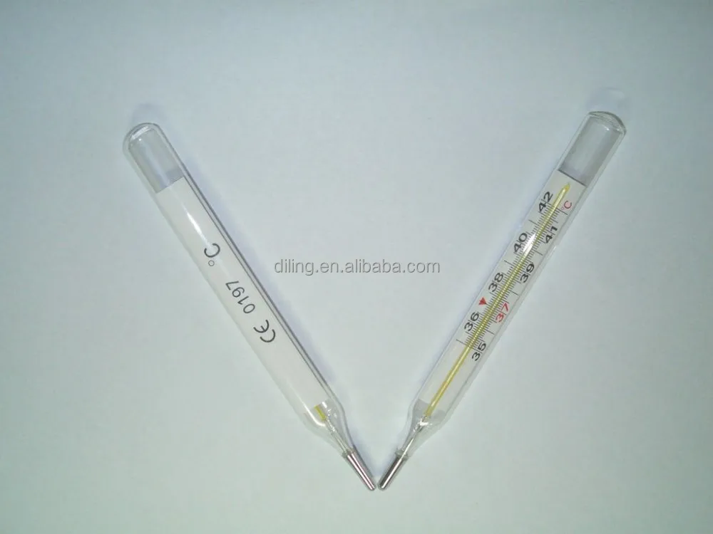 flat oval Armpit use Mercury liquid glass clinical thermometers