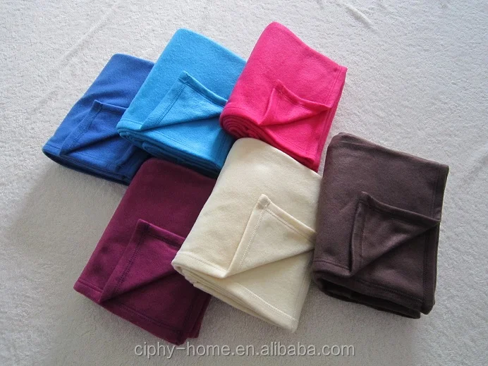100% polyester polar fleece pure color solid fabric micro polar fleece blanket with embroidery silk print  LOGO