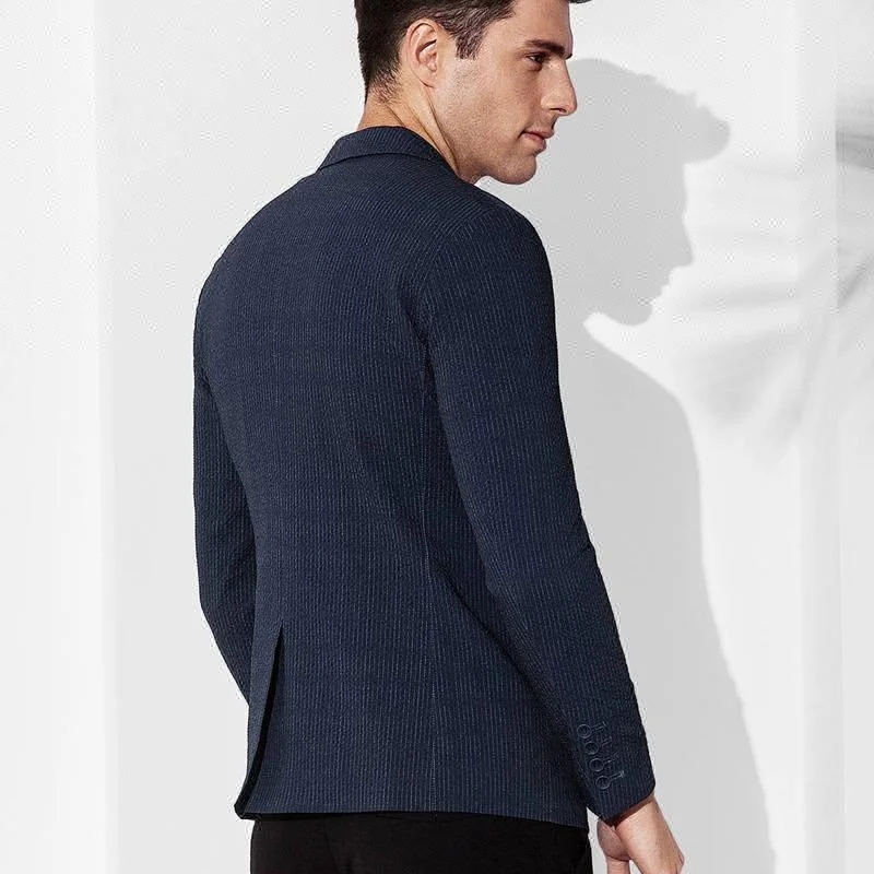 Китайские Мужские приталенные деловые полосатые блейзеры, костюмы, куртки