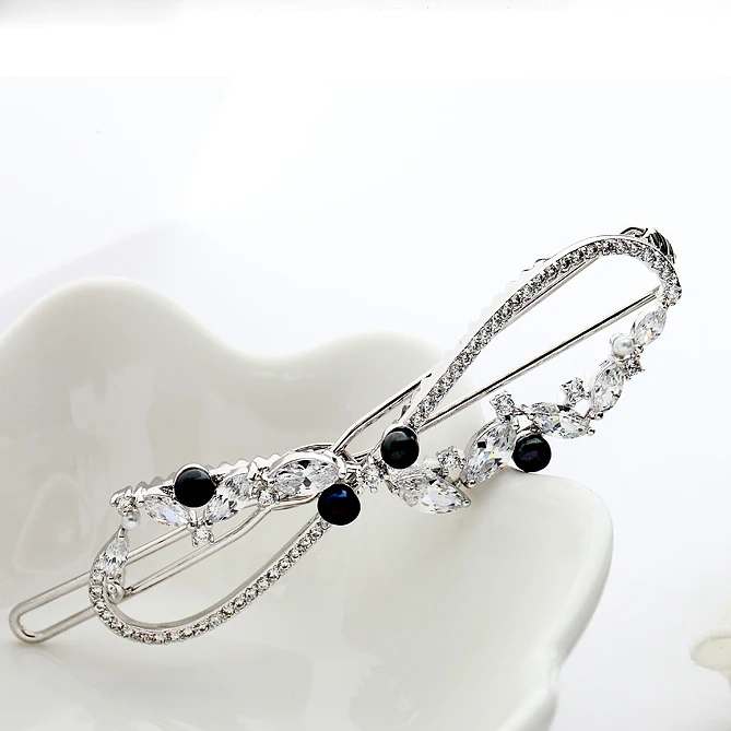 LUOTEEMI Fashion New Luxury Cubic Zircon CZ Wedding Bridal Hair Accessories Jewelry Fancy Black Natural Pearl Hair Pins