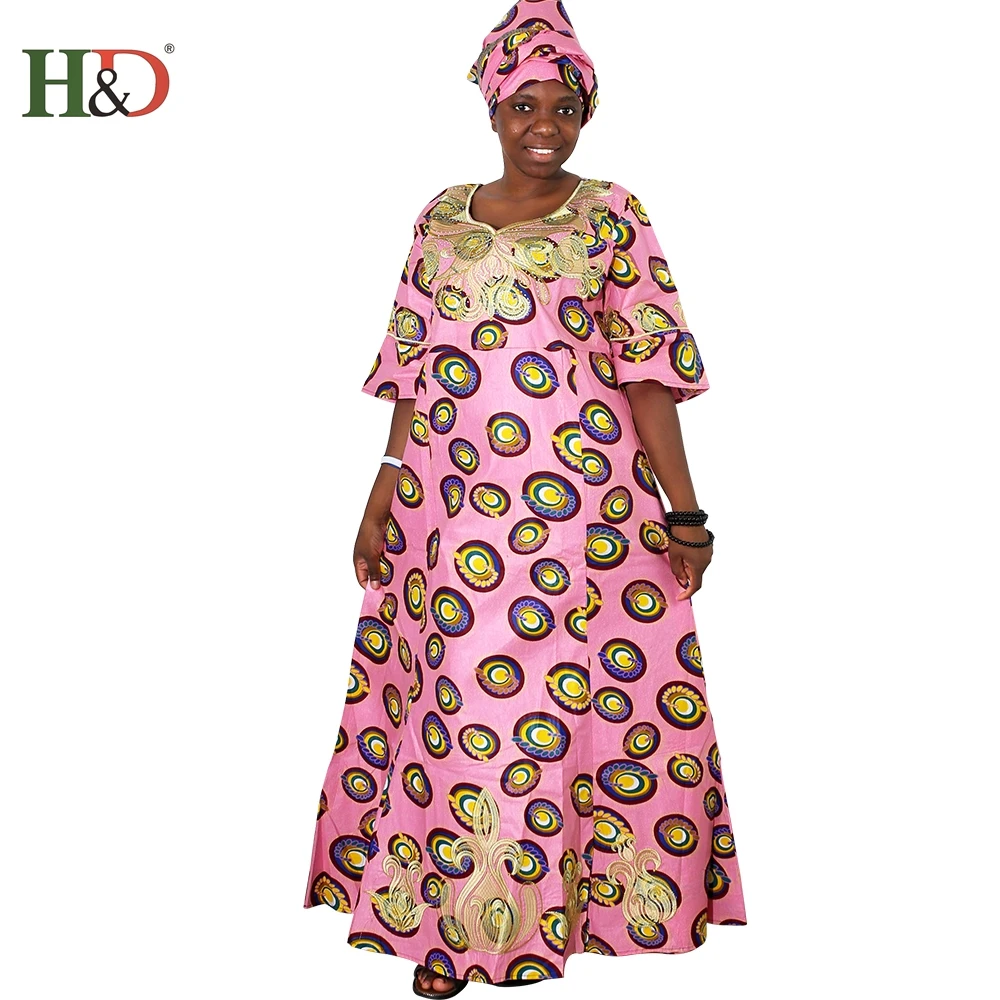 H & D Ladies Traditional Wax Prints Fabric Formal Dress For Fat Woman