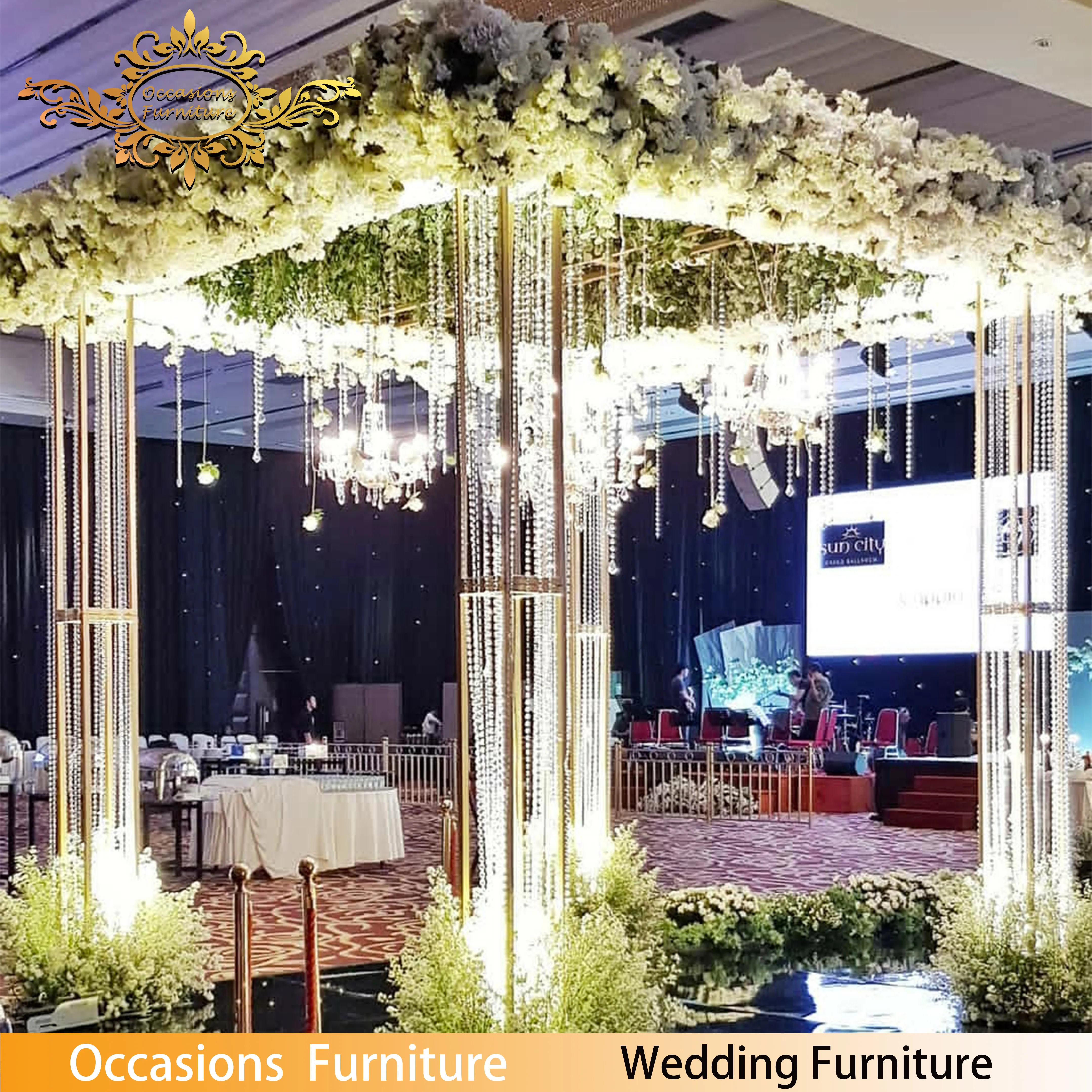 Stainless Steel Arch Gazibo Golden Mirror Mandap