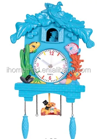
gift clock pendulum wall clock plastic cuckoo clock with bird come out 