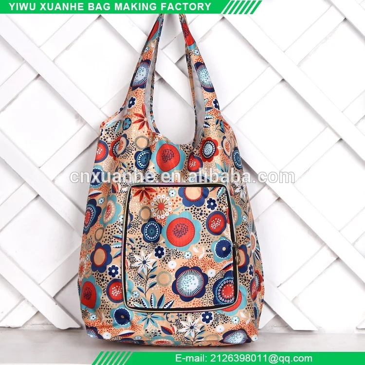Cheap reusable shopping bag foldable tote bag floral eco promotional for supermarket