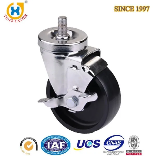industry 4inch PU swivel caster wheel with side brake