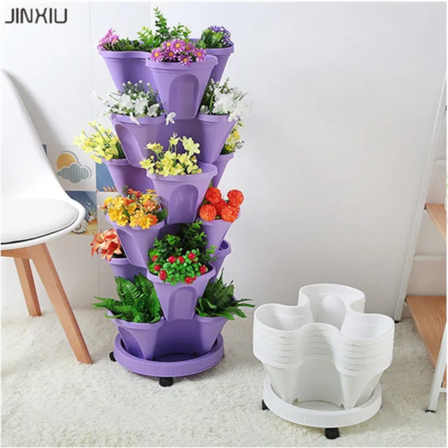 
2017 Hot Selling Plastic Stacking Flower Pot 