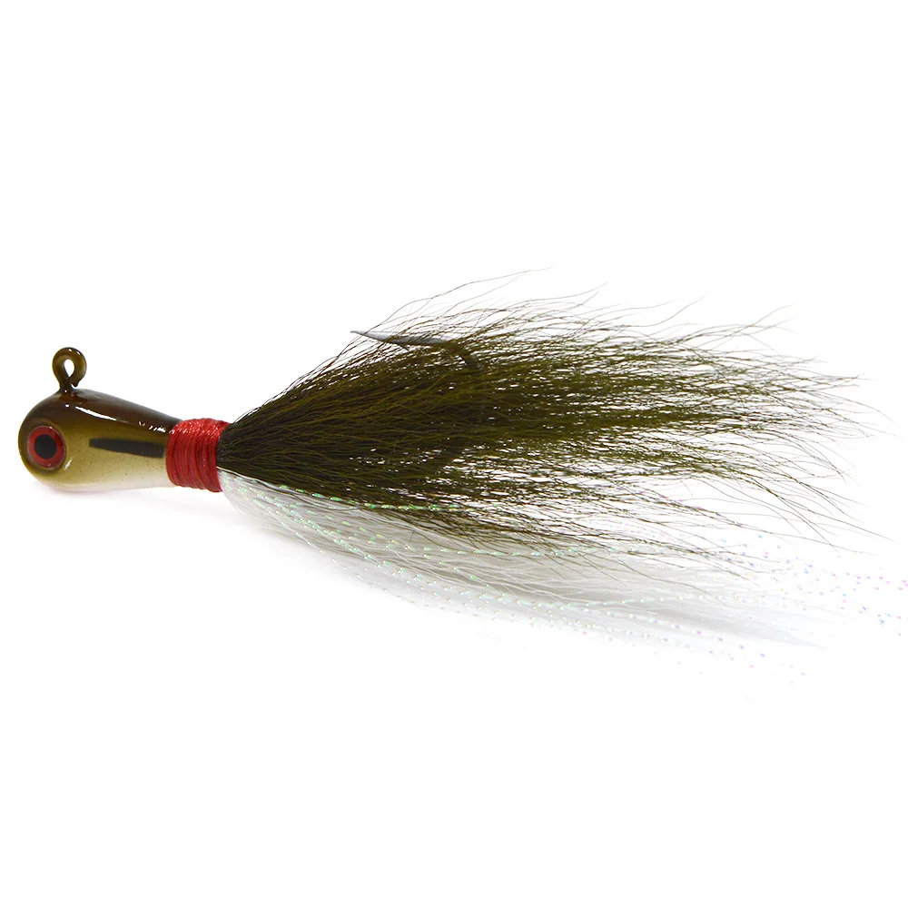 
1/8oz-6oz 3D Eyes Bucktail jig 5 colors Big game Saltwater Jig Lead Head Bass Fishing Lures 