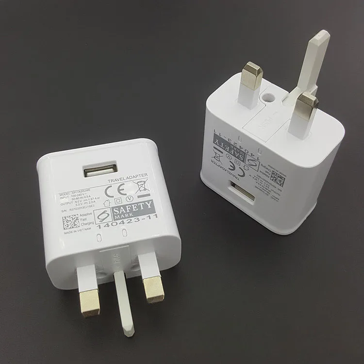 
S6/S7/S8/S9/S10 3 pin plug British Specification plug QC3.0 fast charger adapter white/black for samsung fast charger for uk 