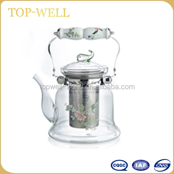 1200ml stainless steel filter kettle glass tea kettle
