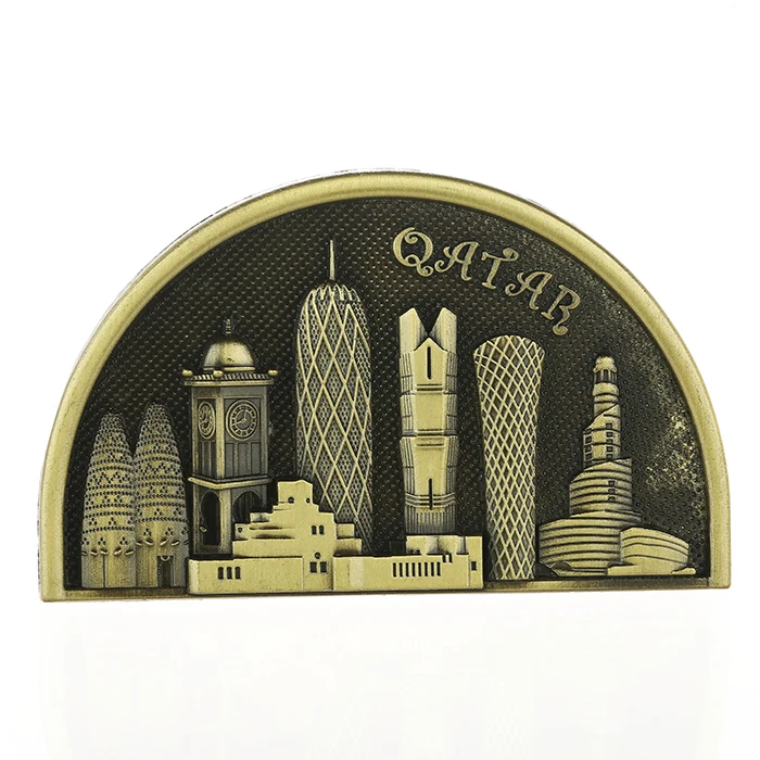 QATAR tourist souvenir metal fridge magnet in simicircle shape