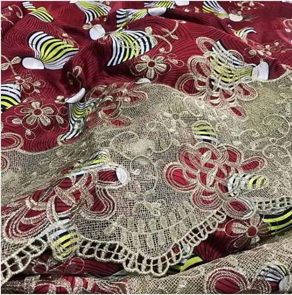Queency Hot Selling Silk Stones Ankara Fabrics Guipure Ankara Embroidery Vintage African Print Fabric