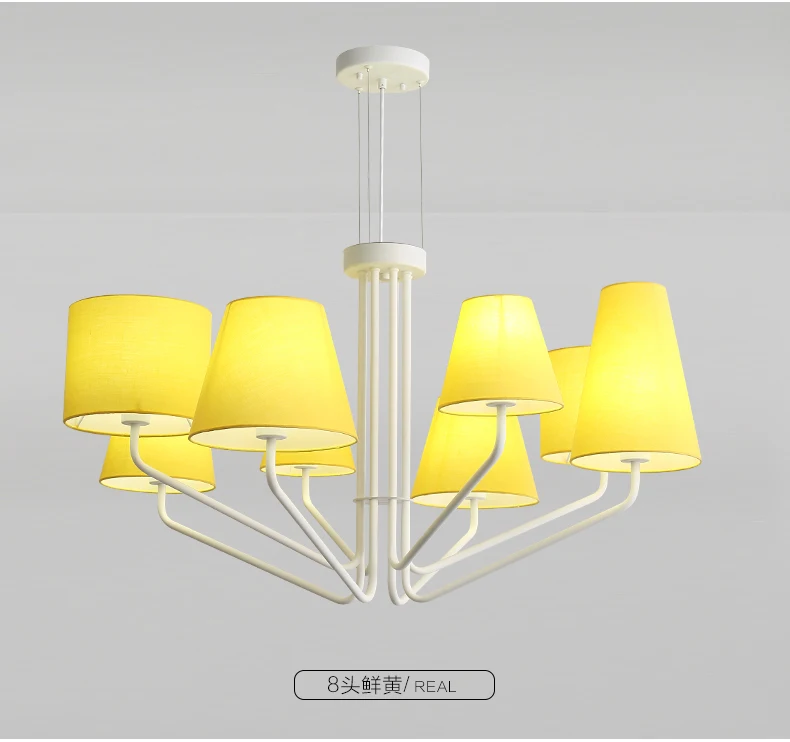 
Hot Selling 6 lamp Modern decorative pendant lighting chandelier yellow white green 