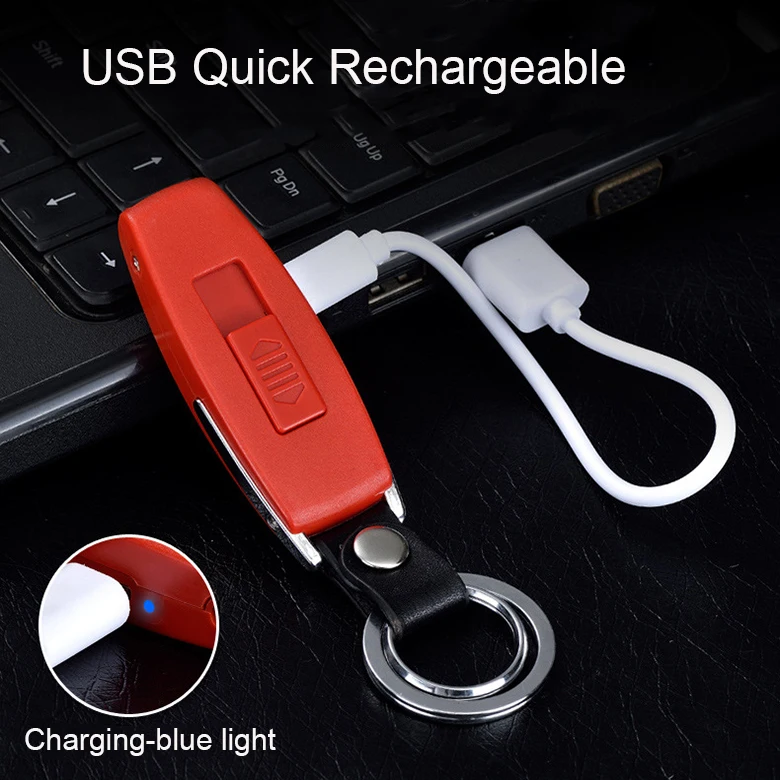 Flameless Plastic Keychain Rechargeable Electronic Cigarette Lighter usb