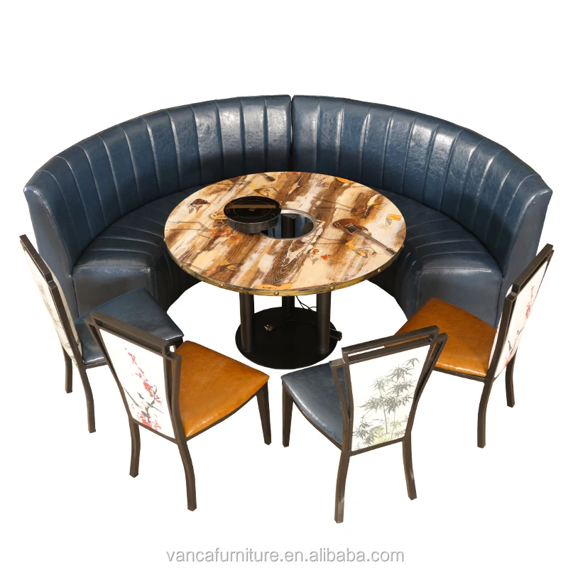 Wholesale custom made modern furniture used leather seating round restaurant booths