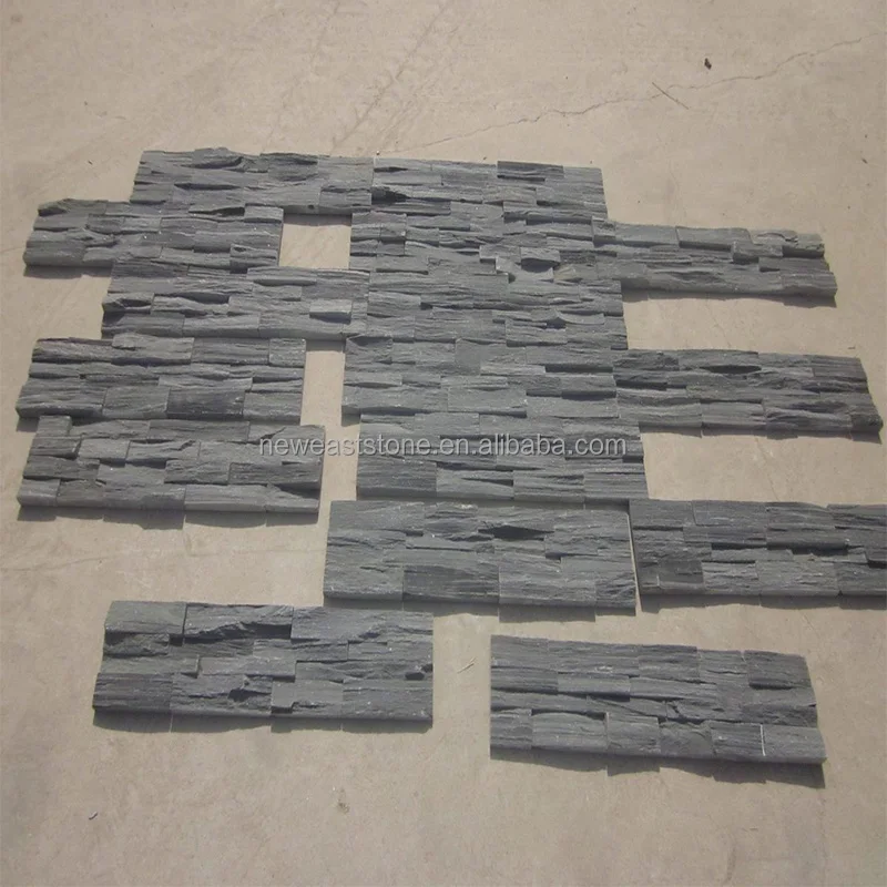 Charcoal Random Black Quartzite Slate Stacked Ledge Decorative Stone for walls
