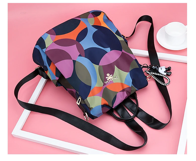 
Waterproof Oxford PU Leather Backpack for Women School Bag for Girls 